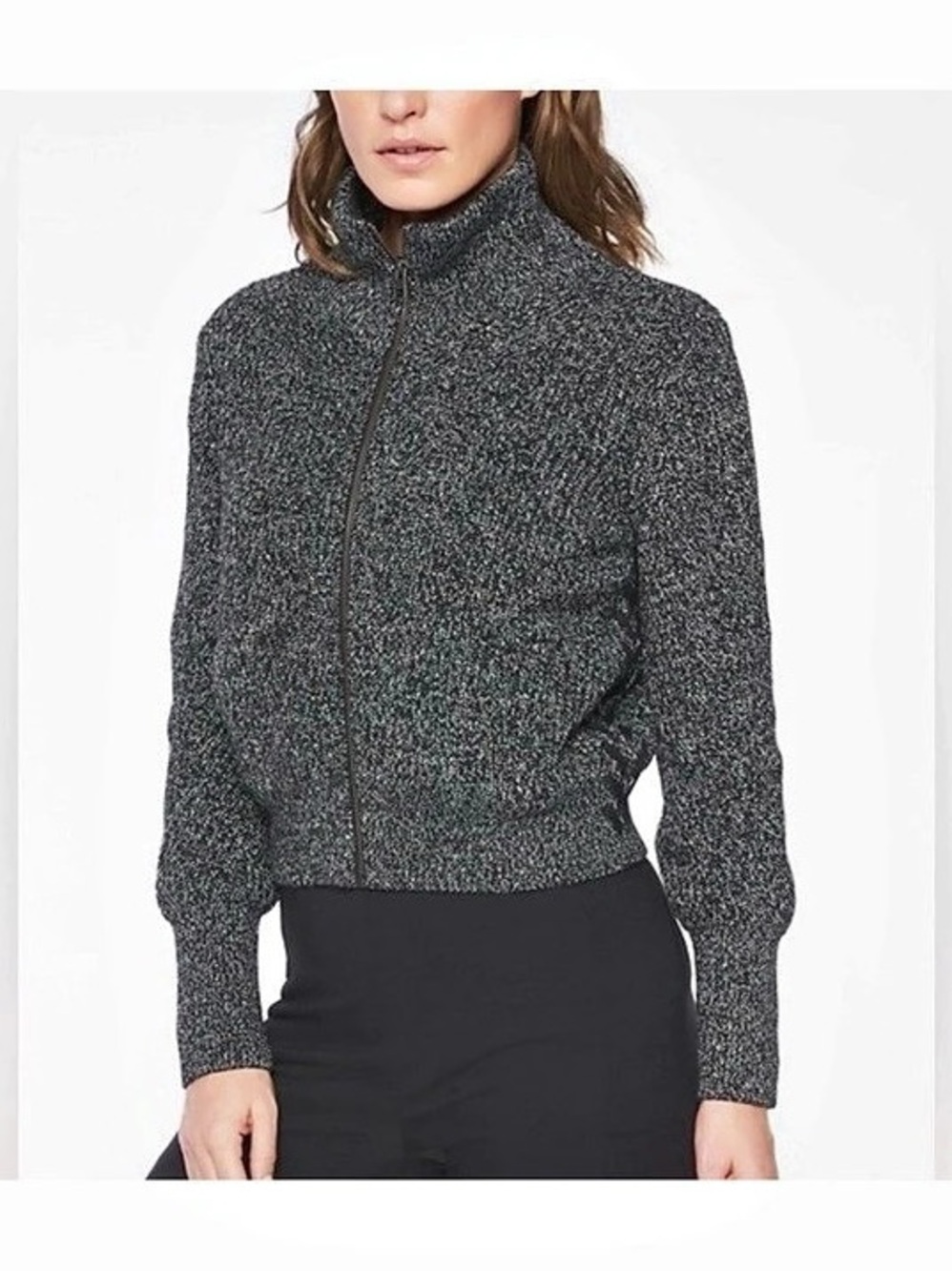 Athleta Swissvale Bomber Jacket Black/Charcoal XS